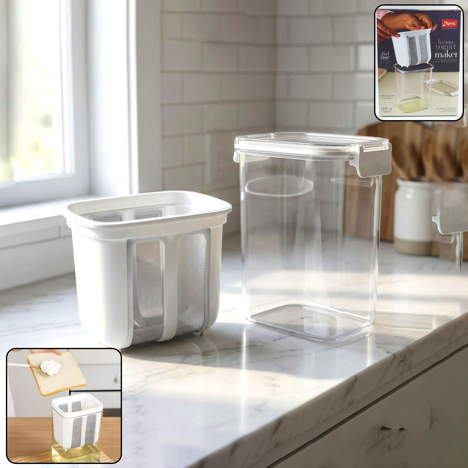 Wukusy 2-in-1 yogurt and Greek yogurt maker with digital controls and compact design for homemade dairy products