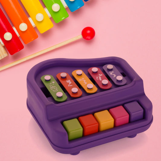 Wukusy 2-in-1 baby piano and xylophone toy with five multicolored keys for toddlers, educational musical instrument for kids ages 3+