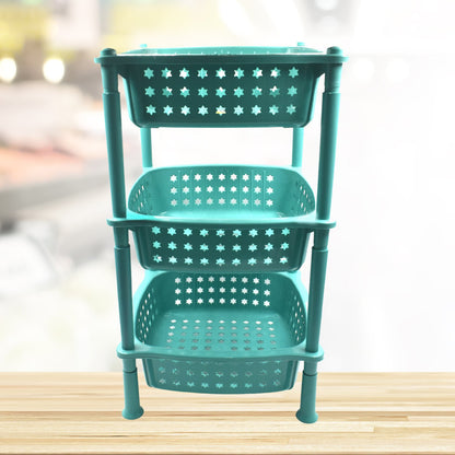 Wukusy 3-layer square kitchen trolley basket for organizing kitchen tools and supplies in a compact, multi-tiered design.