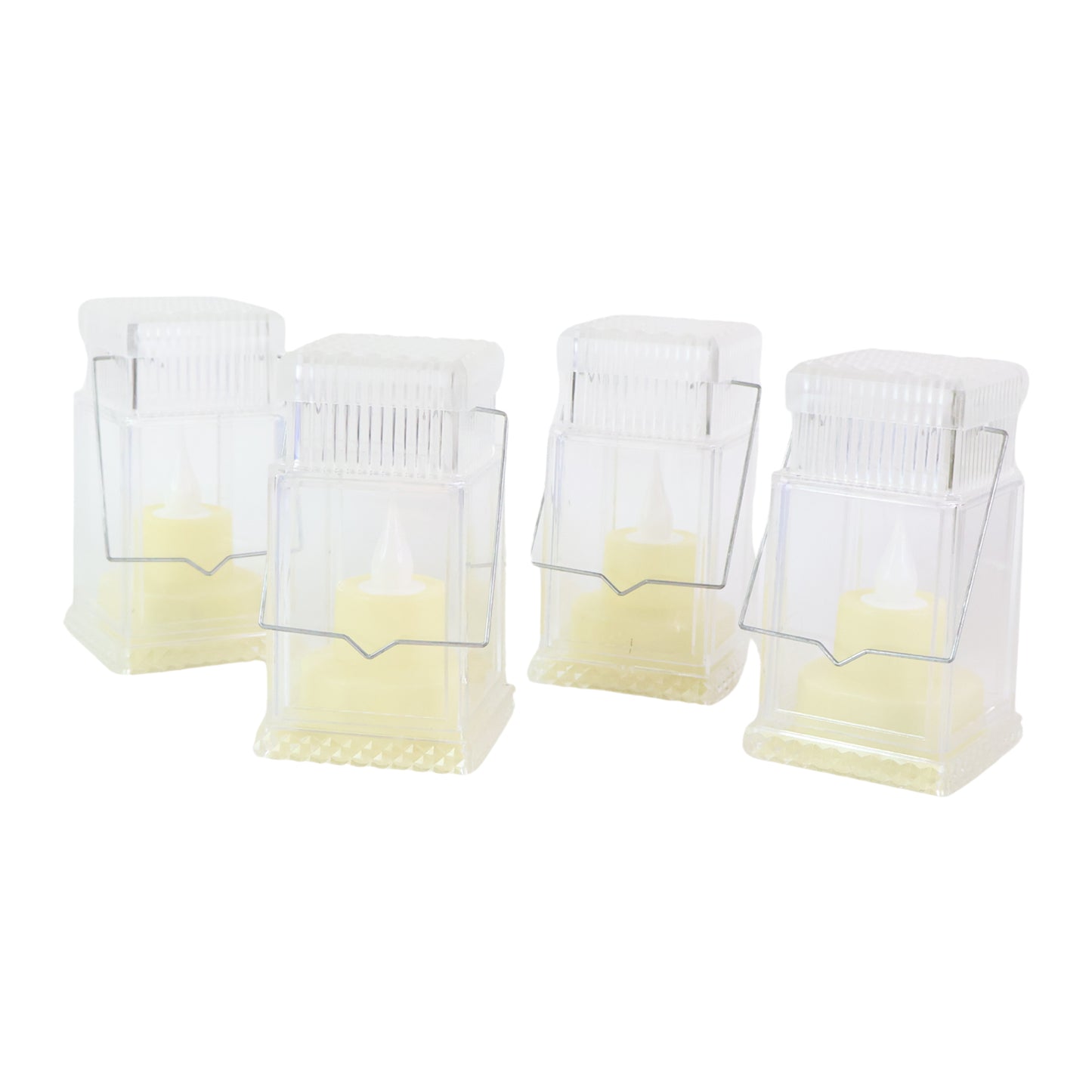 Set of four Wukusy LED flameless lantern-style decorative candles for home decor, featuring warm, flickering light effects.