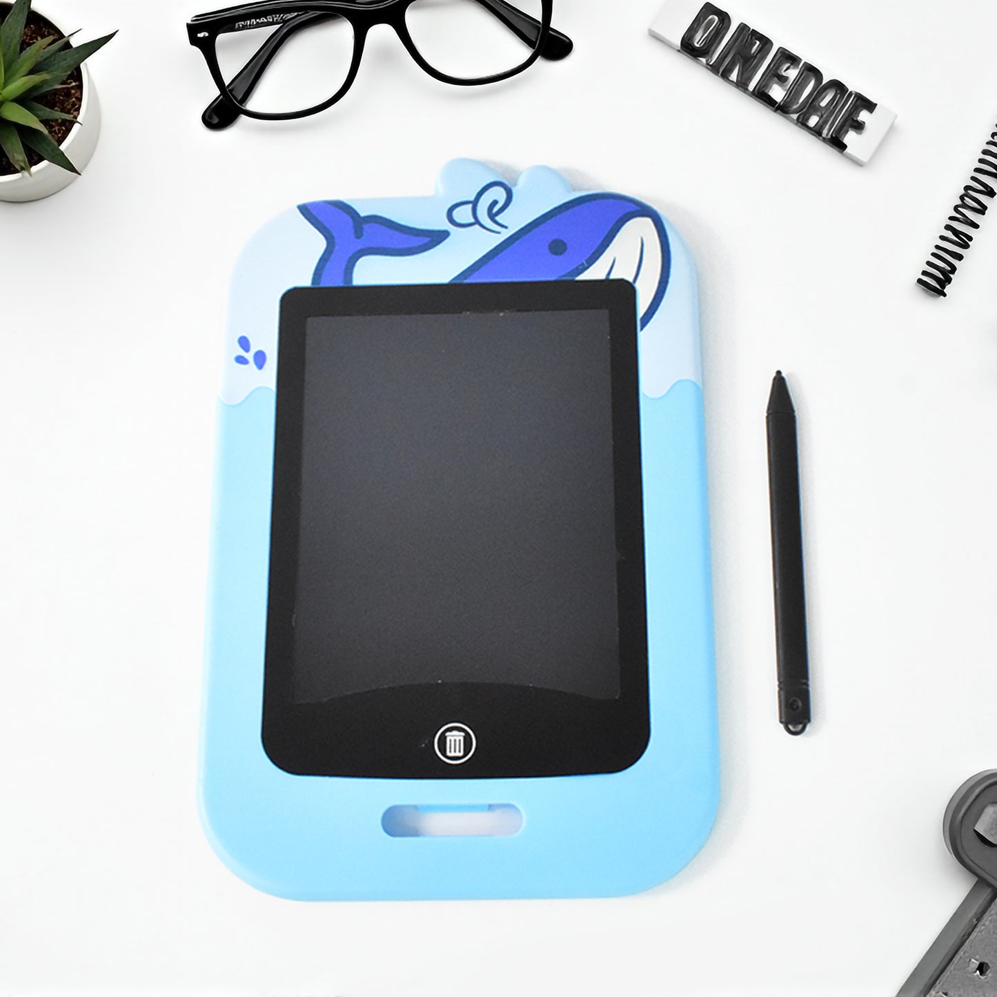 Wukusy portable LCD writing tablet with digital screen for drawing and note-taking, compact and lightweight design.