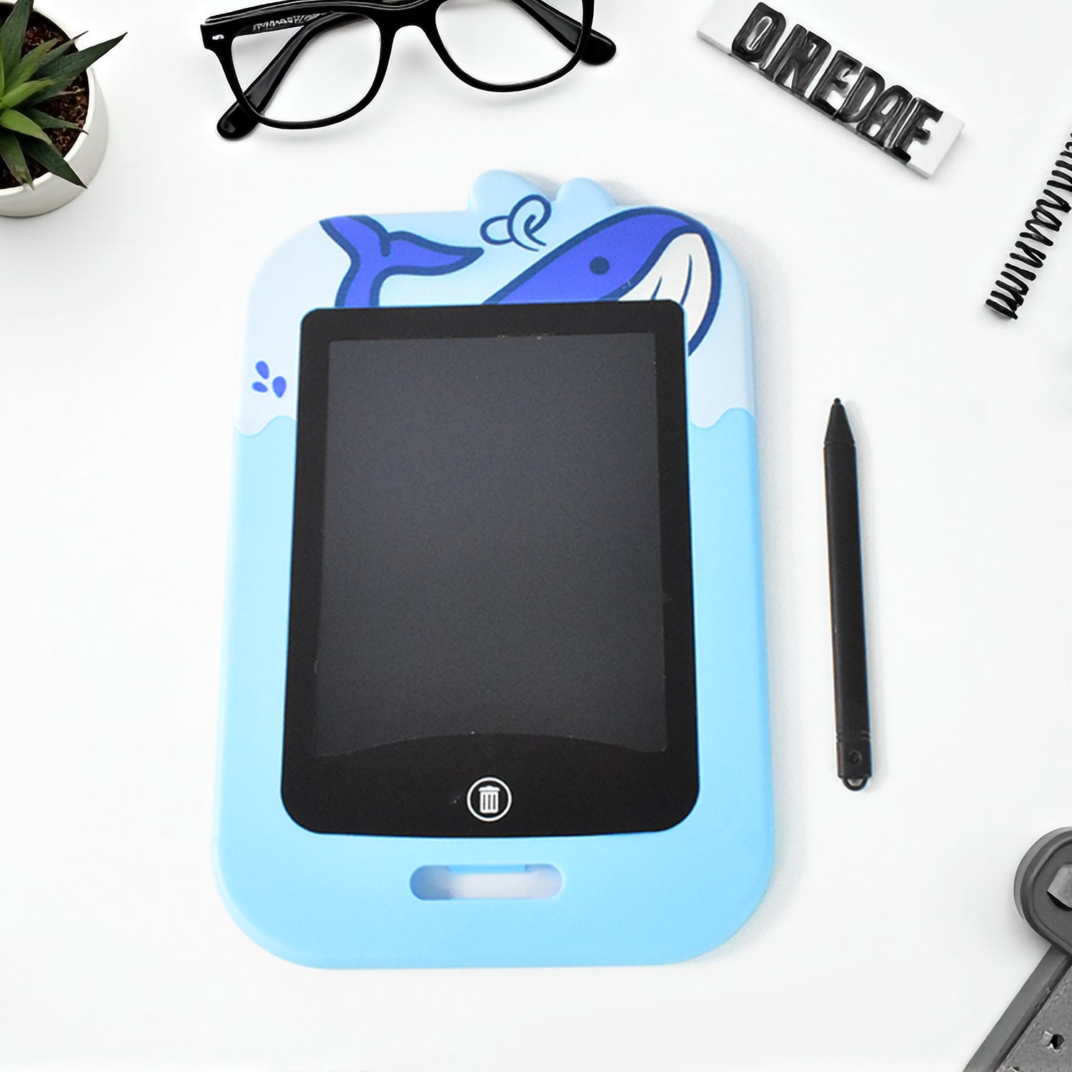 Wukusy portable LCD writing tablet with digital screen for drawing and note-taking, compact and lightweight design.