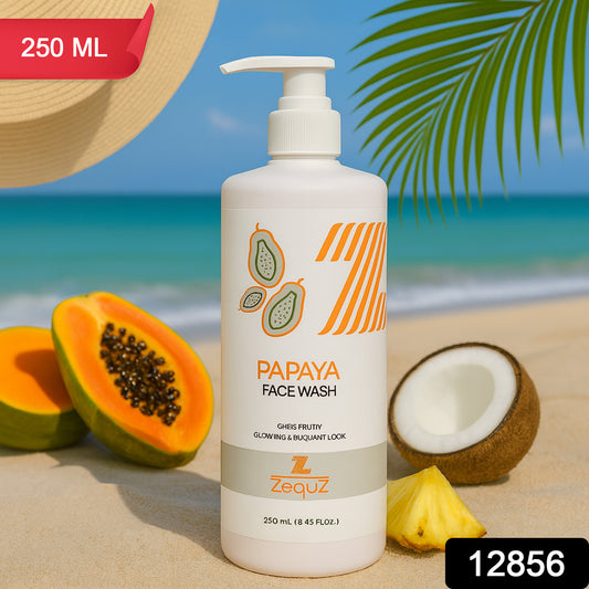 Wukusy Zequz Papaya Face Wash bottle, 250ml, health and beauty product for cleansing and refreshing skin.