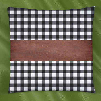 Pair of Wukusy leather and cotton pillow covers, 19x12 inch cushion covers, 2-piece set for home decor.