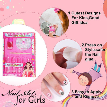Wukusy Nail Art Studio Manicure Set for Girls with 15 colorful toy tools and nail accessories, perfect for creative pretend play.