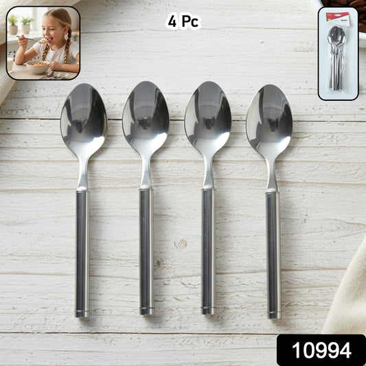 Set of four Wukusy stainless steel dinner spoons with polished finish, ideal for family meals and formal dining.