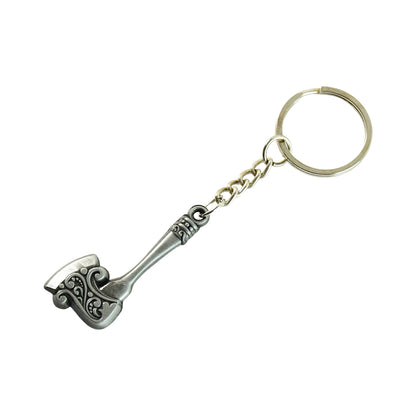 Wukusy stylish axe-shaped metal keychain with detailed axe design, compact and durable accessory for keys or bags.