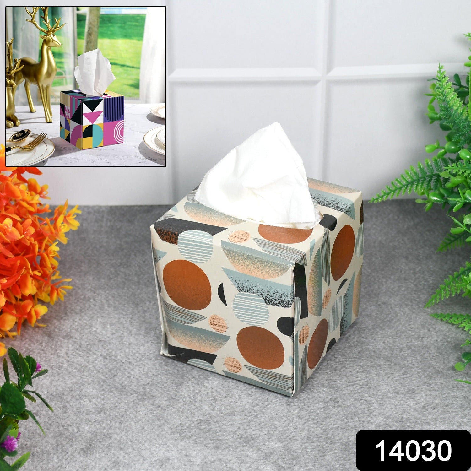Wukusy tissue cube box holder with 50 tissues, stylish and practical for home or office use, featuring a sleek design.