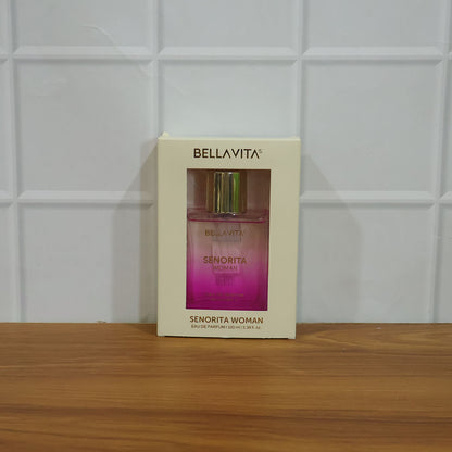 Bellavita Premium Senorita Woman Eau de Perfume bottle by Wukusy, featuring elegant packaging and a 100ml size.