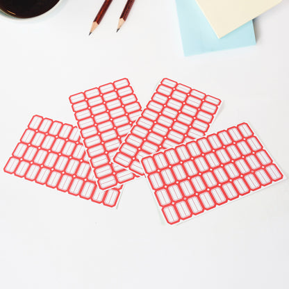 Wukusy multipurpose blank label sticker sheets with red border, self-adhesive writable stickers for bottles, 50 sheets included