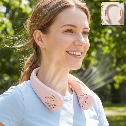 Usb Rechargeable Portable Bladeless Neck Fan For Hands Free Cooling (1 Pc)