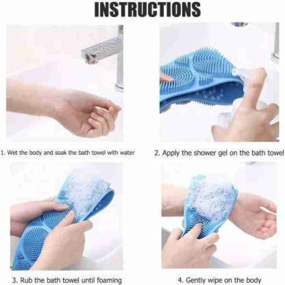 Wukusy 7275 silicone double-sided body back scrubber for deep cleaning, showing textured brushing surfaces for skin exfoliation.