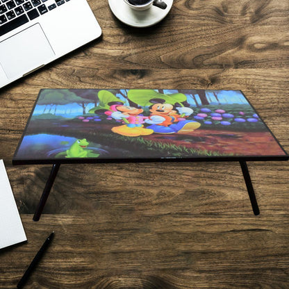 Wukusy portable office table with cartoon design, perfect for writing and homework, featuring colorful mixed print pattern.