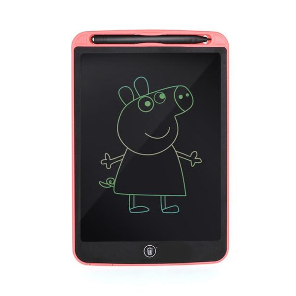 Wukusy 8.5-inch LCD portable writing pad tablet for kids, showing a colorful screen with drawing and writing features.