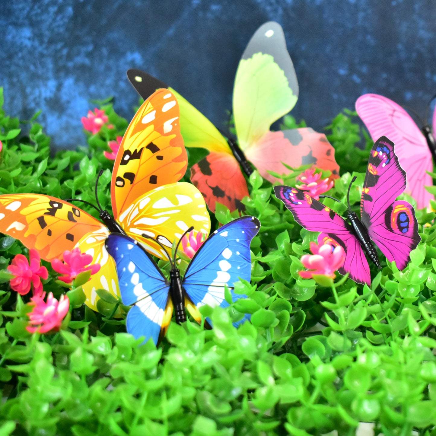 Set of 12 colorful butterfly wall stickers for home decor by Wukusy, vibrant and decorative wall art for living spaces.