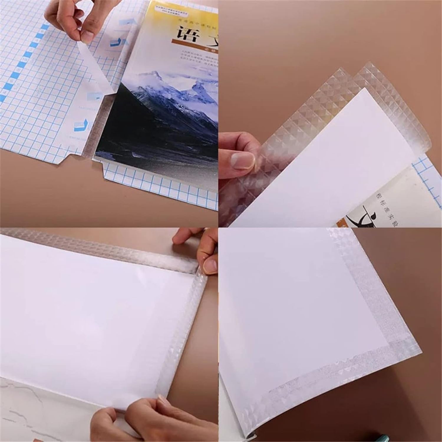Set of 10 transparent office book covers by Wukusy, protecting books with clear, flexible plastic material.