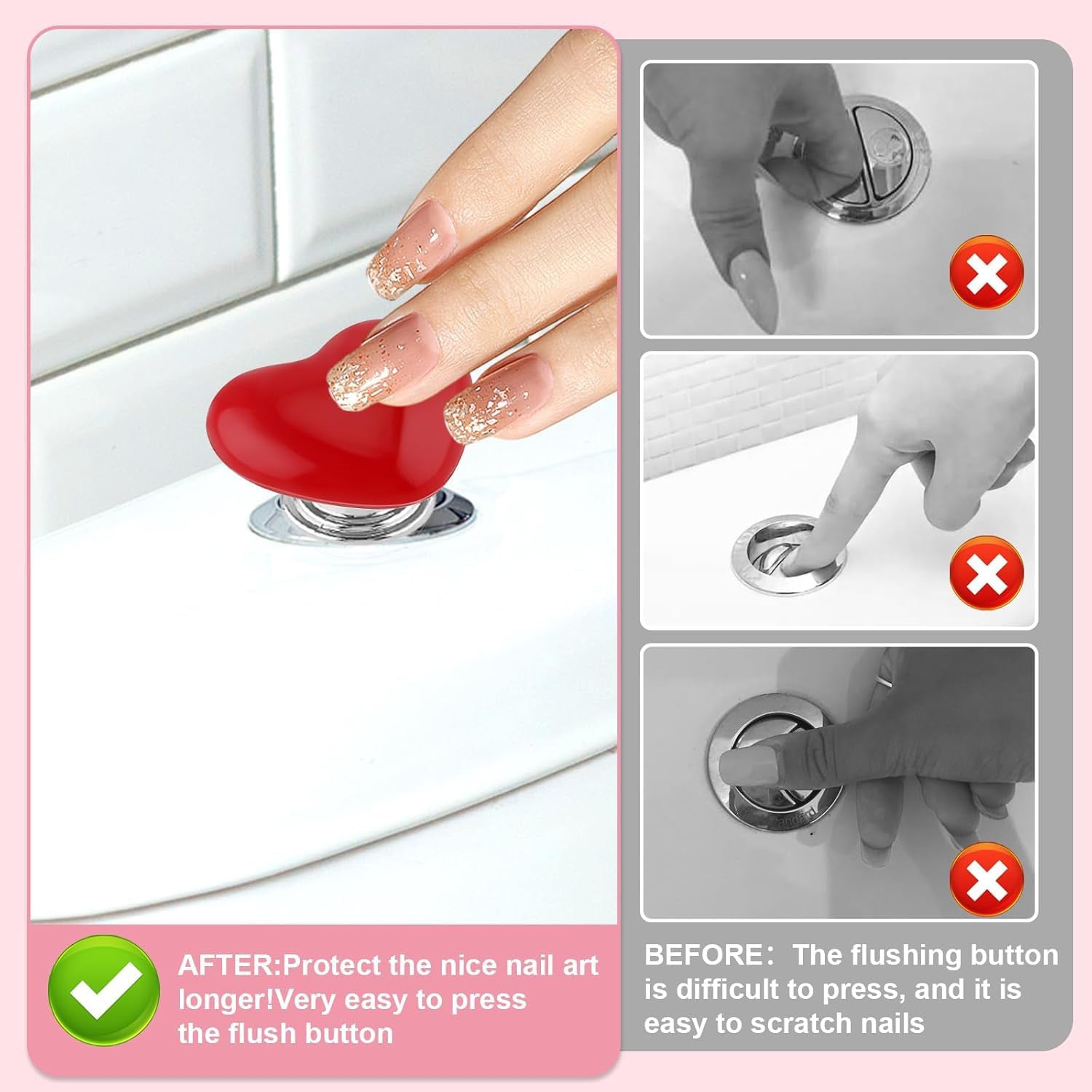 Set of four Wukusy heart-shaped cabinet door handles and drawer pulls for home improvement projects.