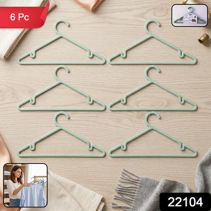 Set of six Wukusy Apex Gripi plastic clothes hangers for wardrobe organization, featuring durable design and smooth finish.