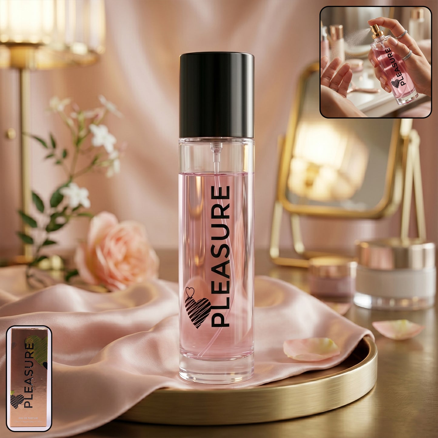 Wukusy Pleasure Eau De Parfum spray bottle, 30ml, with elegant packaging and floral fragrance design.