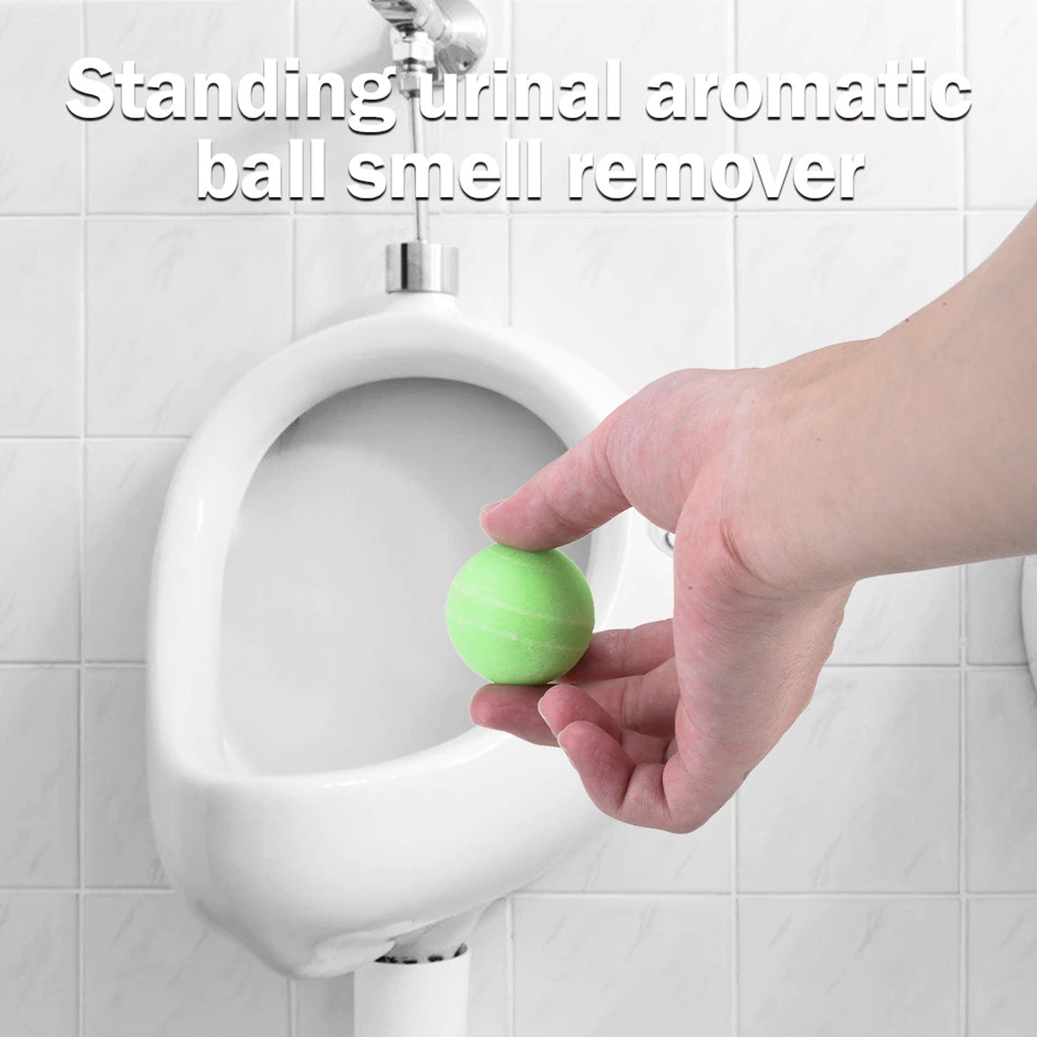 Wukusy 6285 Urinal Balls and Sani Balls bathroom freshener fragrance blocks in a bathroom setting, providing long-lasting air freshening.