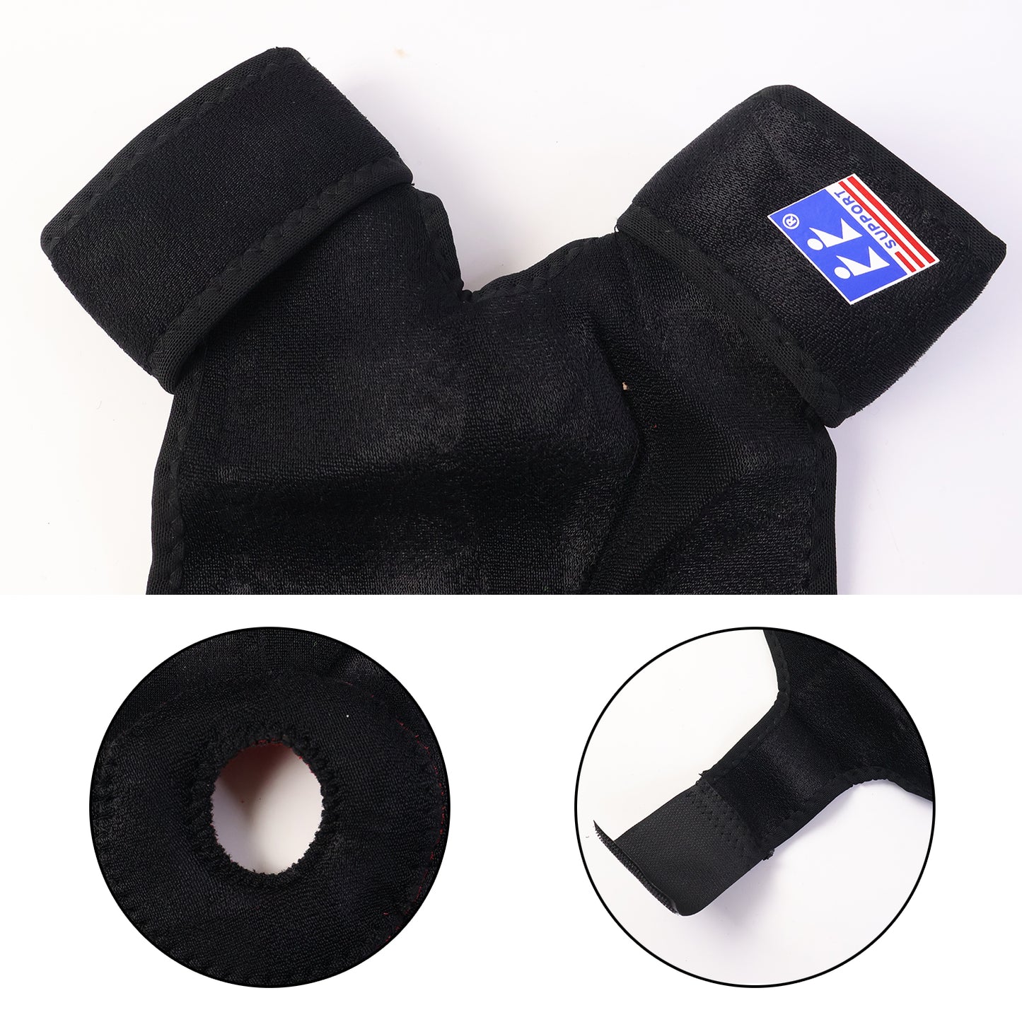 Wukusy adjustable elastic knee support brace for sports, showing a snug fit around the knee with adjustable straps.