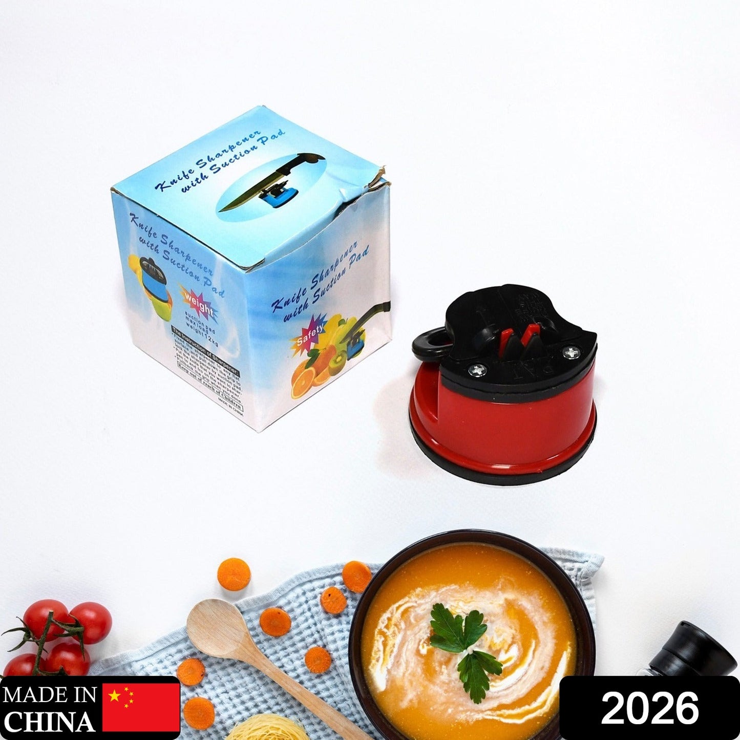 Wukusy 2026 manual mini kitchen knife sharpener with suction pad, for sharpening stainless steel, ceramic, and steel knives.