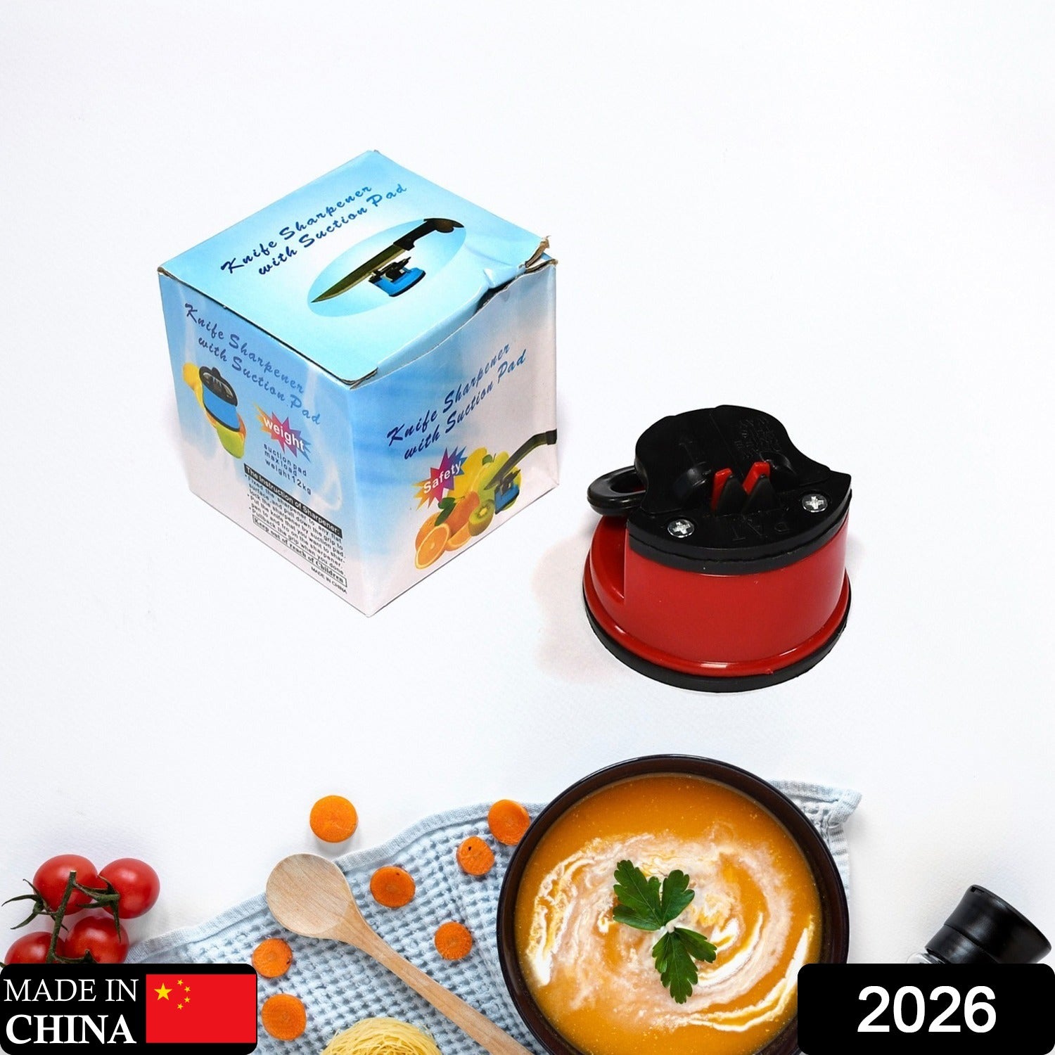Wukusy 2026 manual mini kitchen knife sharpener with suction pad, for sharpening stainless steel, ceramic, and steel knives.
