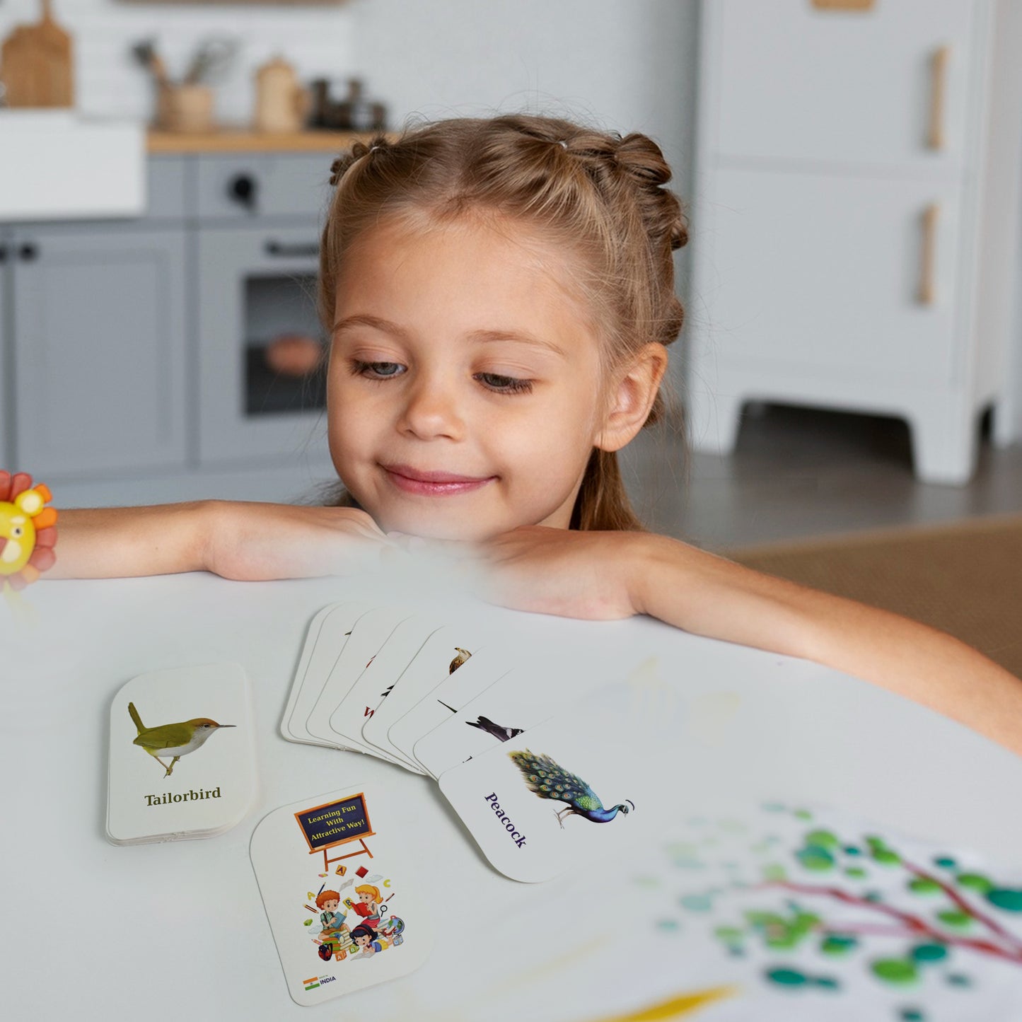 Wukusy 7-in-1 Kidkraft early learner flashcard set with 224 colorful educational cards for kids' learning and play.