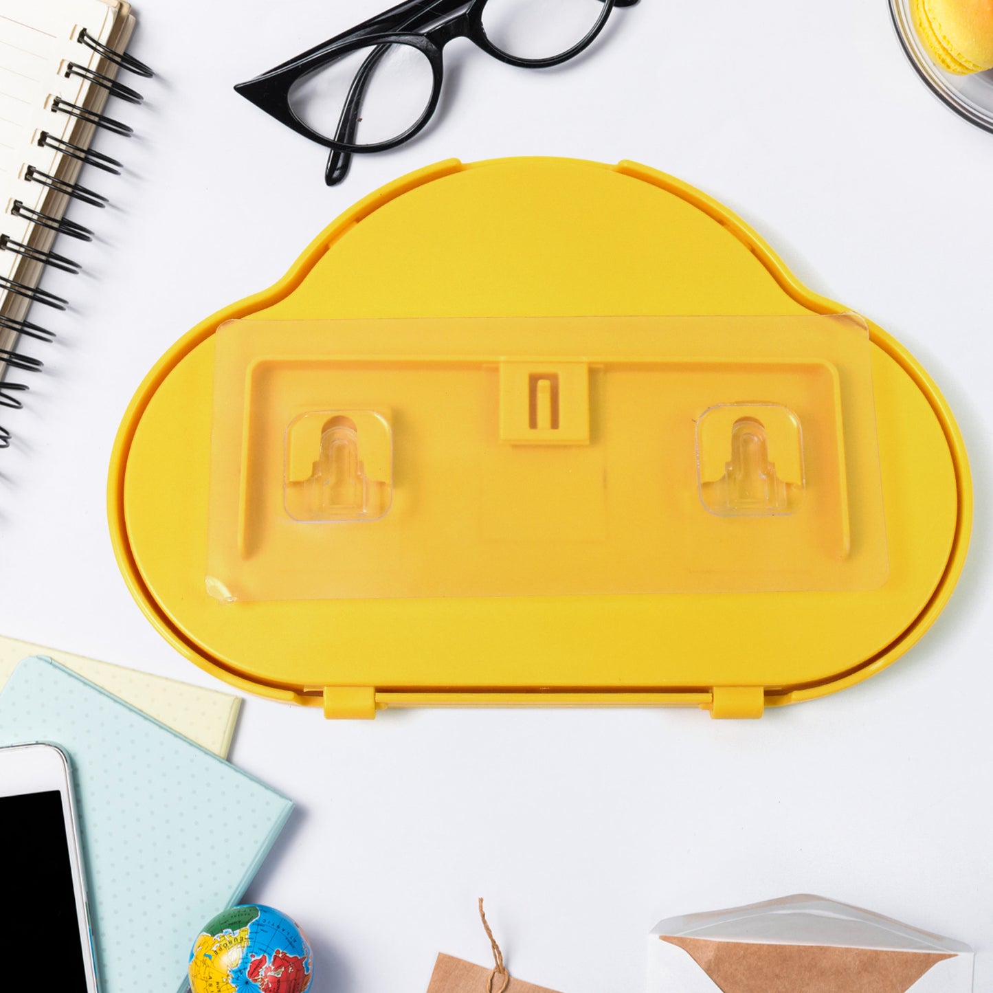 Yellow waterproof smartphone stand case by Wukusy, designed for mobile accessories, shows the case open with phone inside.