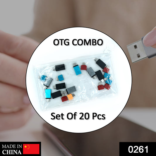 Wukusy OTG Type C USB to Micro USB adapter pack of 20 with zip pouch for Android smartphones and tablets, compact and portable design.