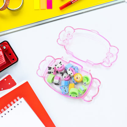 Wukusy 15-piece cute school eraser set with colorful rubber erasers in various shapes for pencil cleaning and stationery use