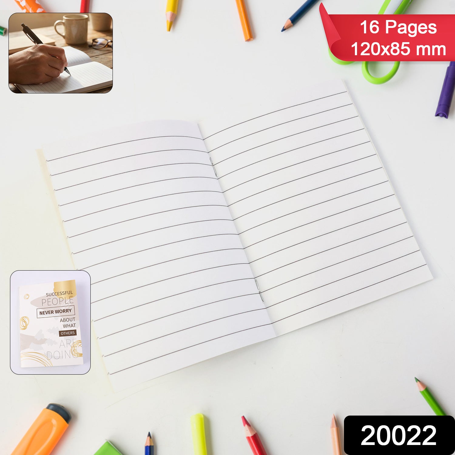 Wukusy compact ruled notebook with 120x85mm pages and a sturdy cover, ideal for note-taking and journaling.