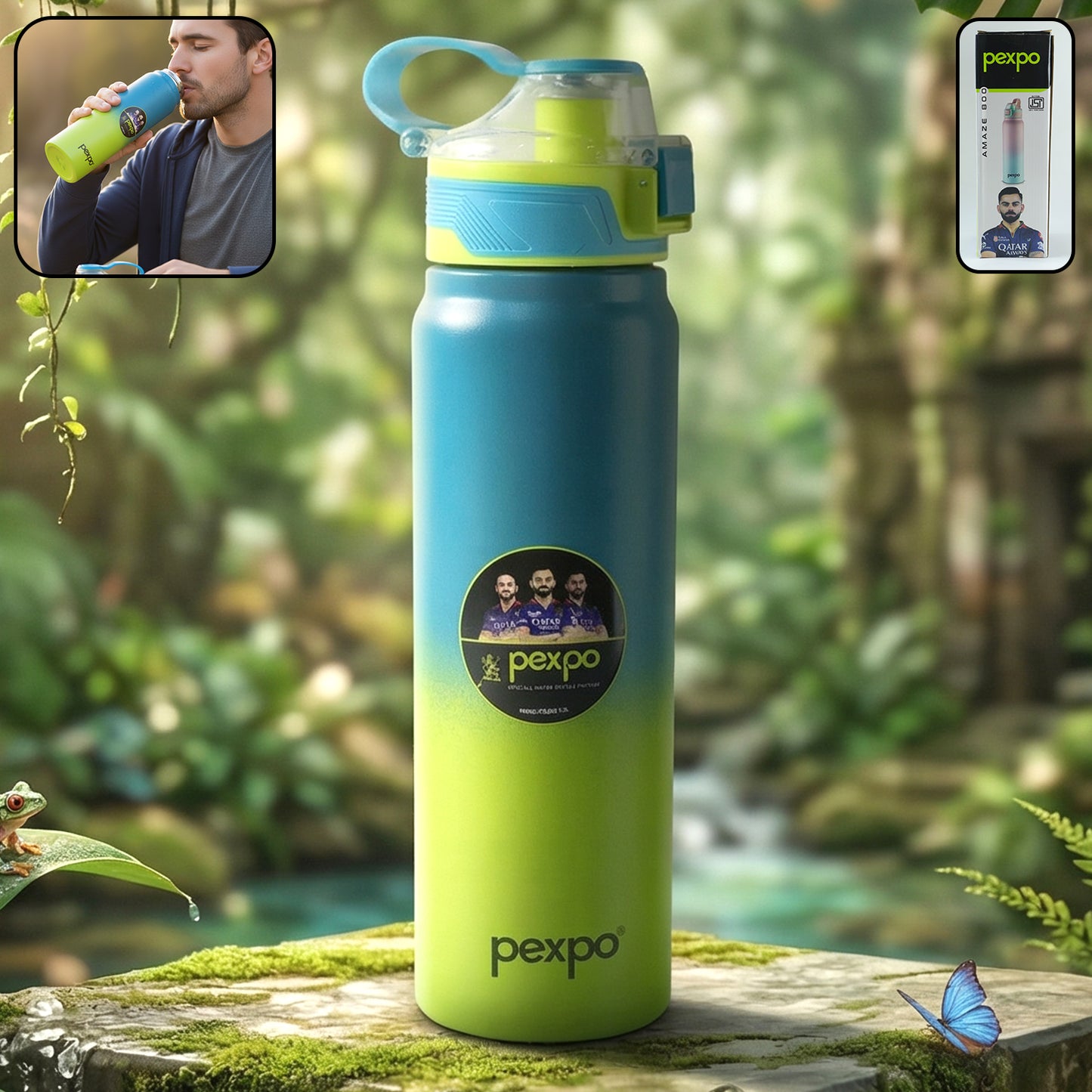 Wukusy Pexpo Amaze stainless steel water bottle, 800ml, insulated hot and cold, with a sleek design and secure lid.
