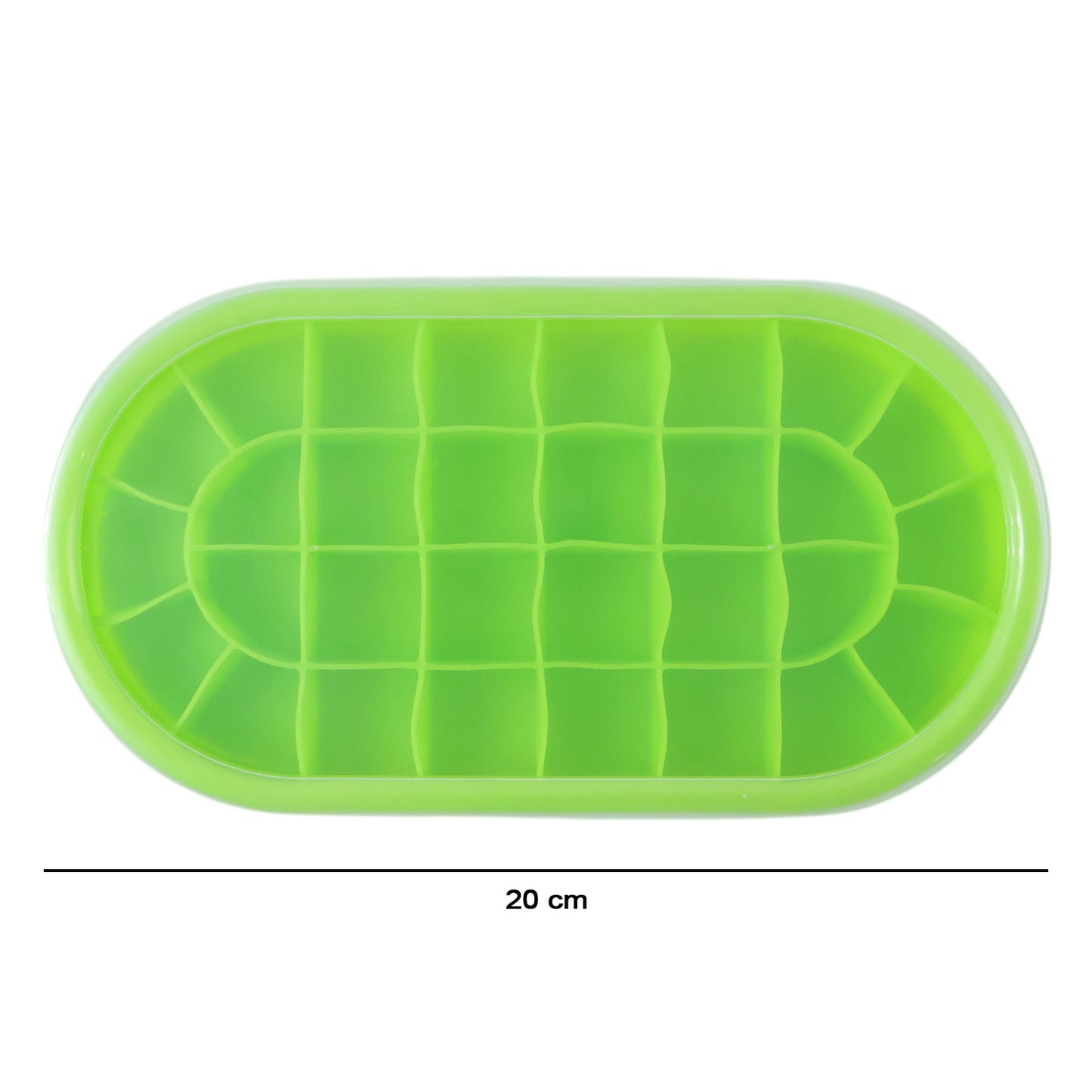 Wukusy premium oval silicone ice cube tray with lid, showing flexible silicone mold and lid for easy ice cube removal.