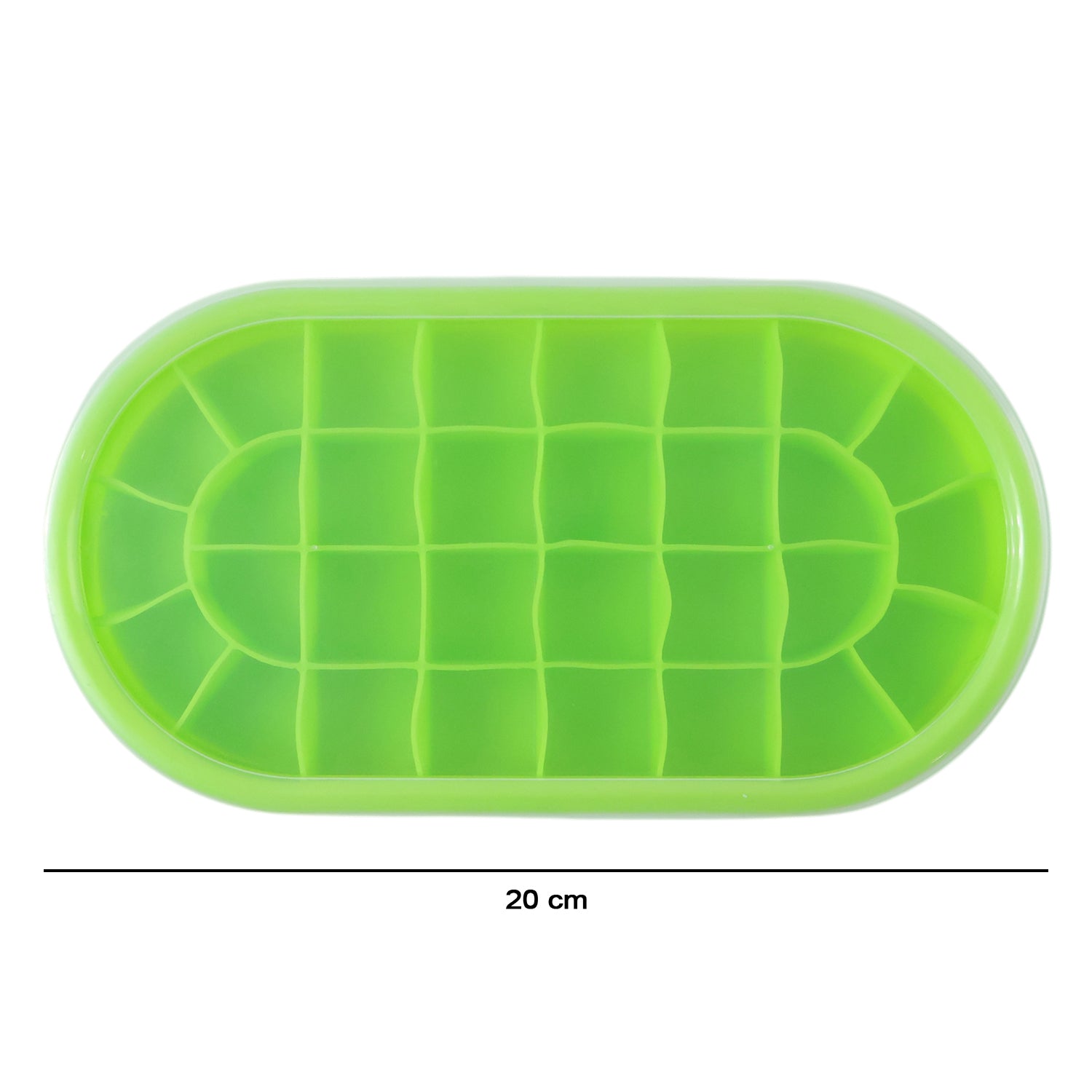Wukusy premium oval silicone ice cube tray with lid, showing flexible silicone mold and lid for easy ice cube removal.