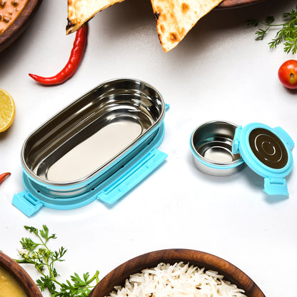 Set of two Wukusy Ganesh stainless steel lunch boxes, small containers for home use with durable, sleek design