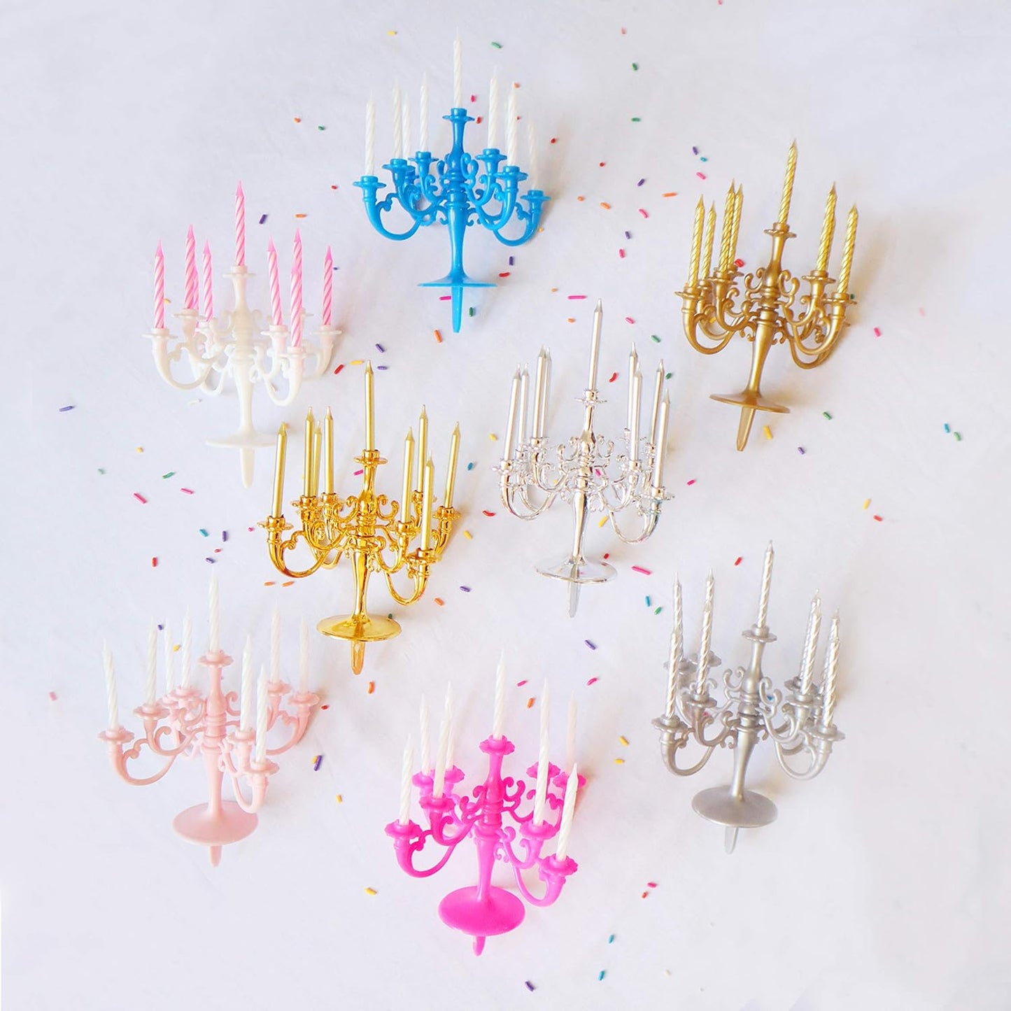 Wukusy luxury birthday candles set with nine decorative cake candles and holders, perfect for special celebrations and romantic proposals.