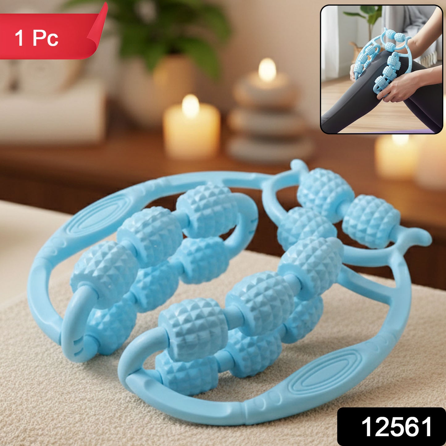 Wukusy Double Massage Relax Roller in black with textured surface for muscle relief and soothing massage therapy.