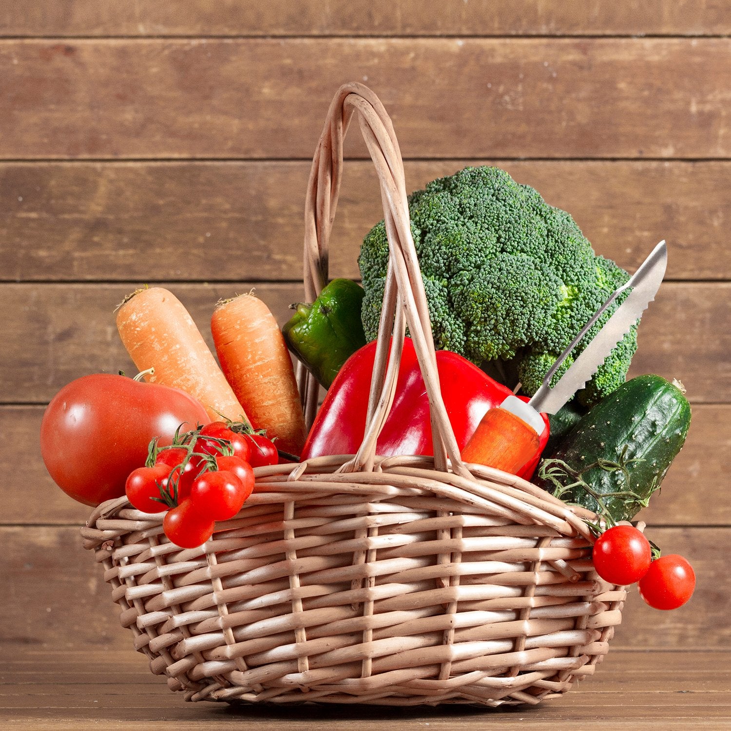 Wukusy 2455 wooden handle stainless steel vegetable peeler with ergonomic grip and sharp blade for efficient peeling.