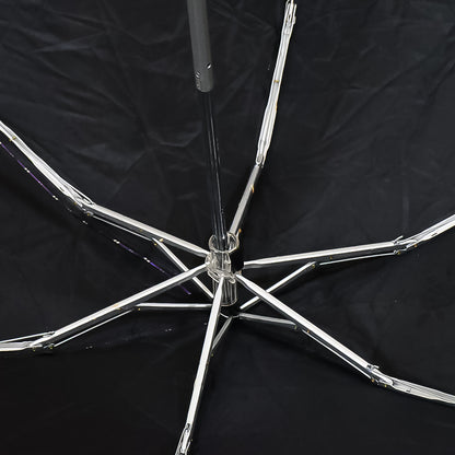 Wukusy 3-fold 5-floor sun protective solid foldable umbrella opened, showing its compact design and sturdy structure for sun protection.