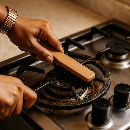 Wukusy multipurpose plastic handle cleaning brush for kitchen and home cleaning tasks, with durable bristles and ergonomic grip.