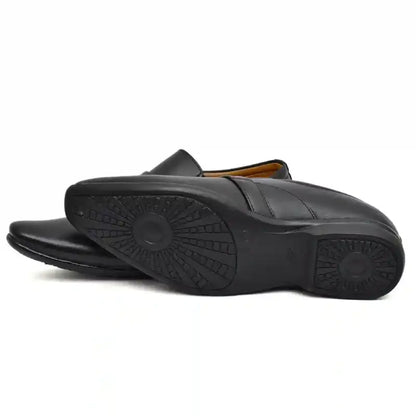 Black Ekom men's formal moccasin shoes, stylish office footwear for men and boys, designed for casual and semi-formal wear.