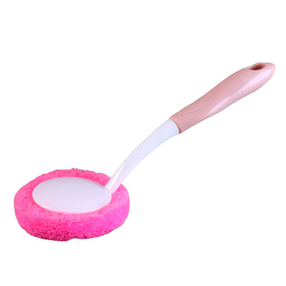 Wukusy long handle kitchen dish scrubber brush for cleaning dishes and cookware, featuring a sturdy plastic handle and bristle head.