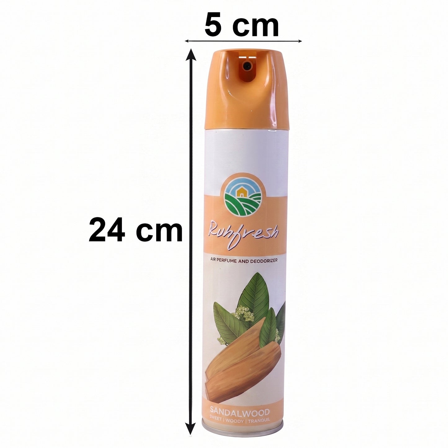 Wukusy Sandalwood Air Freshener Spray bottle, 220ml, with sandalwood scent, featuring a sleek design and spray nozzle.