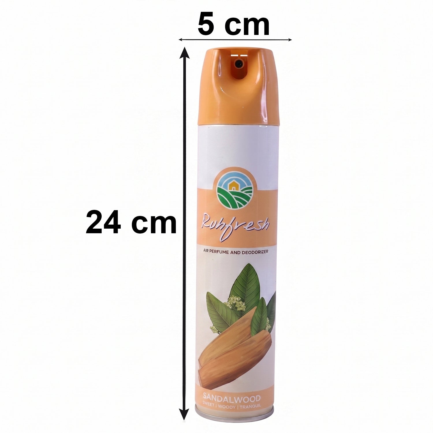 Wukusy Sandalwood Air Freshener Spray bottle, 220ml, with sandalwood scent, featuring a sleek design and spray nozzle.