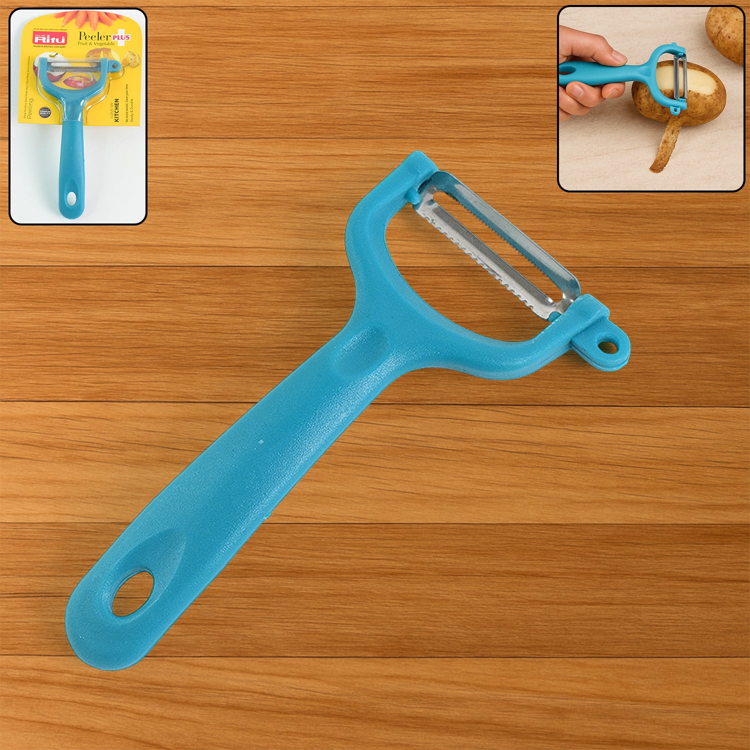 Wukusy Premium Ritu Peeler Plus, a handheld vegetable and fruit peeler with ergonomic handle and sharp blade for easy peeling.