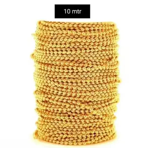 Ekom 10-meter golden ball chain for craft jewelry, featuring small round links suitable for decorating or jewelry making.