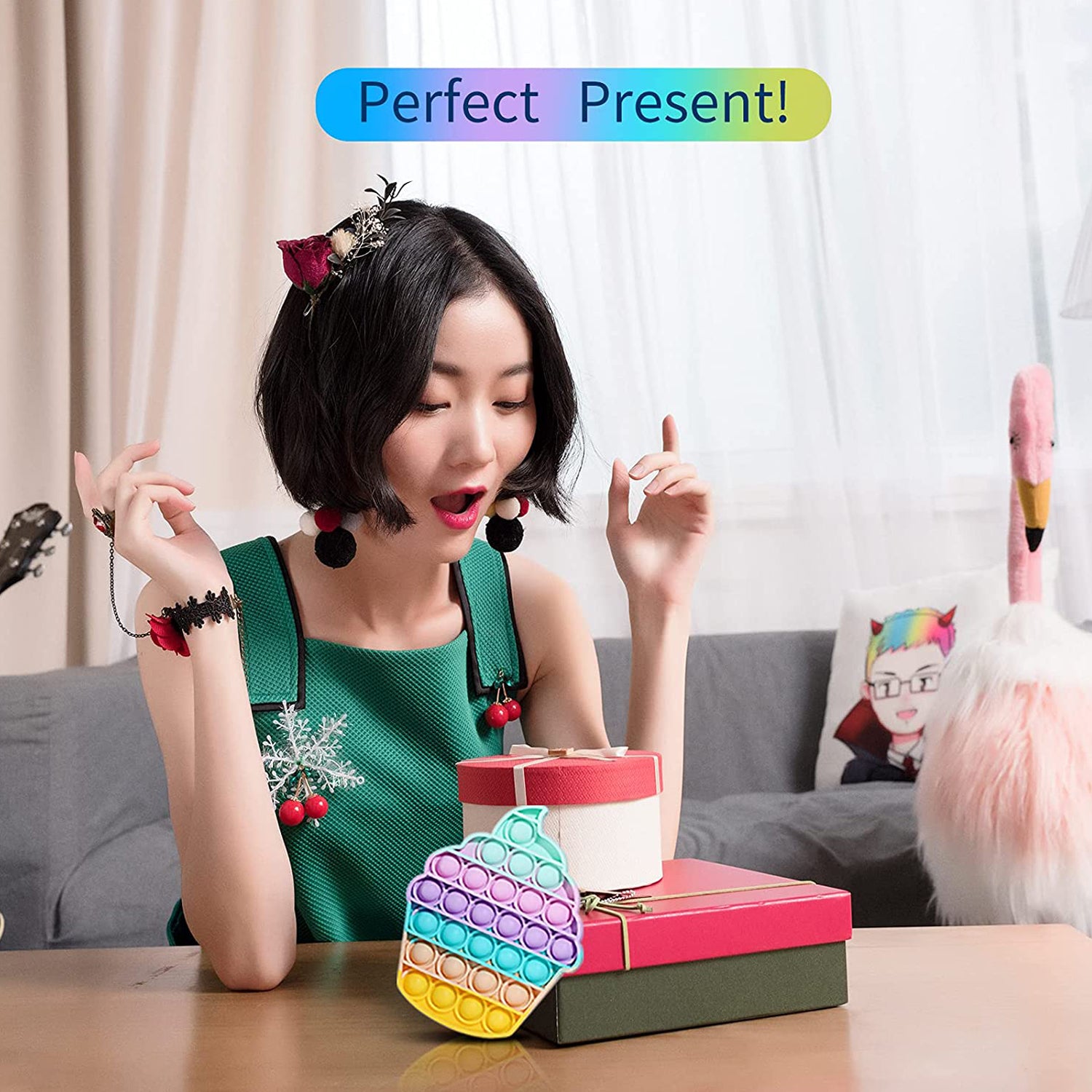 Wukusy 4476 Ice Cream Softy fidget toy with silicone bubbles, stress relief, sensory toy for autism, push popping sounds