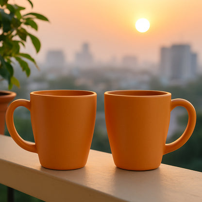 Two Wukusy Konvex Premium Coffee and Tea Mugs, 350ml, with a modern design, suitable for home and kitchen use.