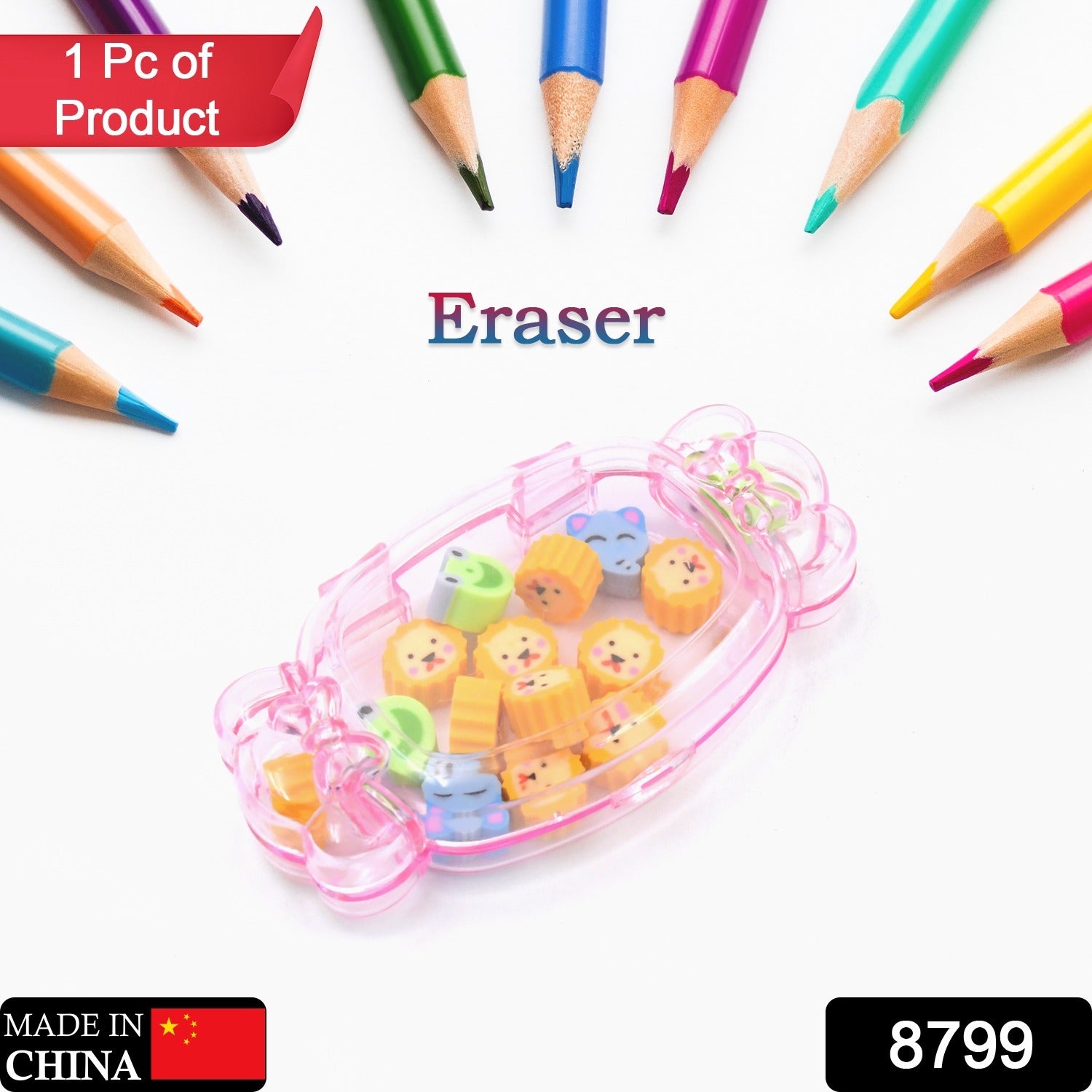 Set of 15 colorful Wukusy cute school erasers with various designs, perfect for pencil cleaning and stationery for students and kids.